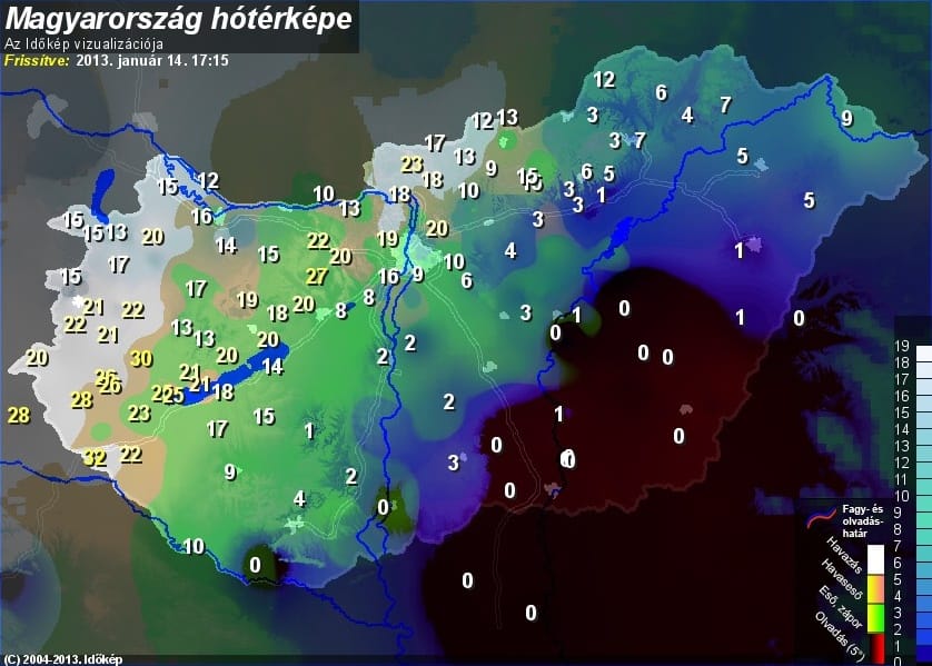Térkép: ennyi hó esett országszerte