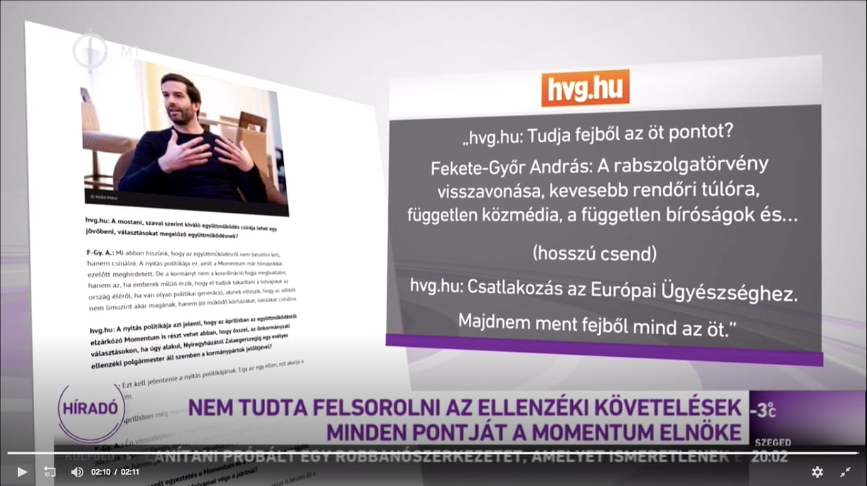Inkább felolvasták az 5 pontot az M1 híradójában, csakhogy belerúghassanak Fekete-Győrbe