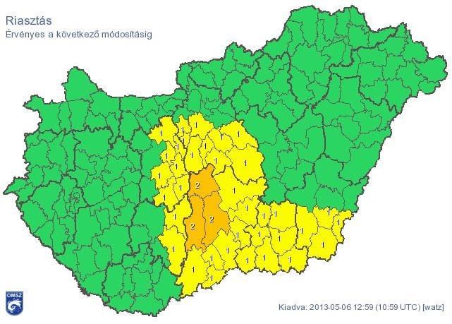Riasztást adtak ki a vihar miatt – térkép