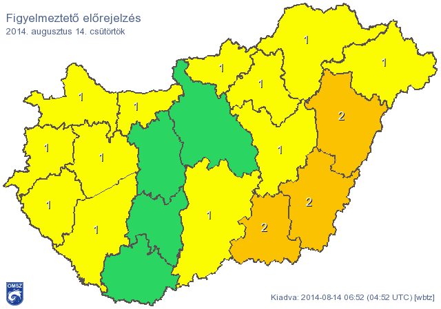 Szakadni fog az eső országszerte – térképes figyelmeztetés