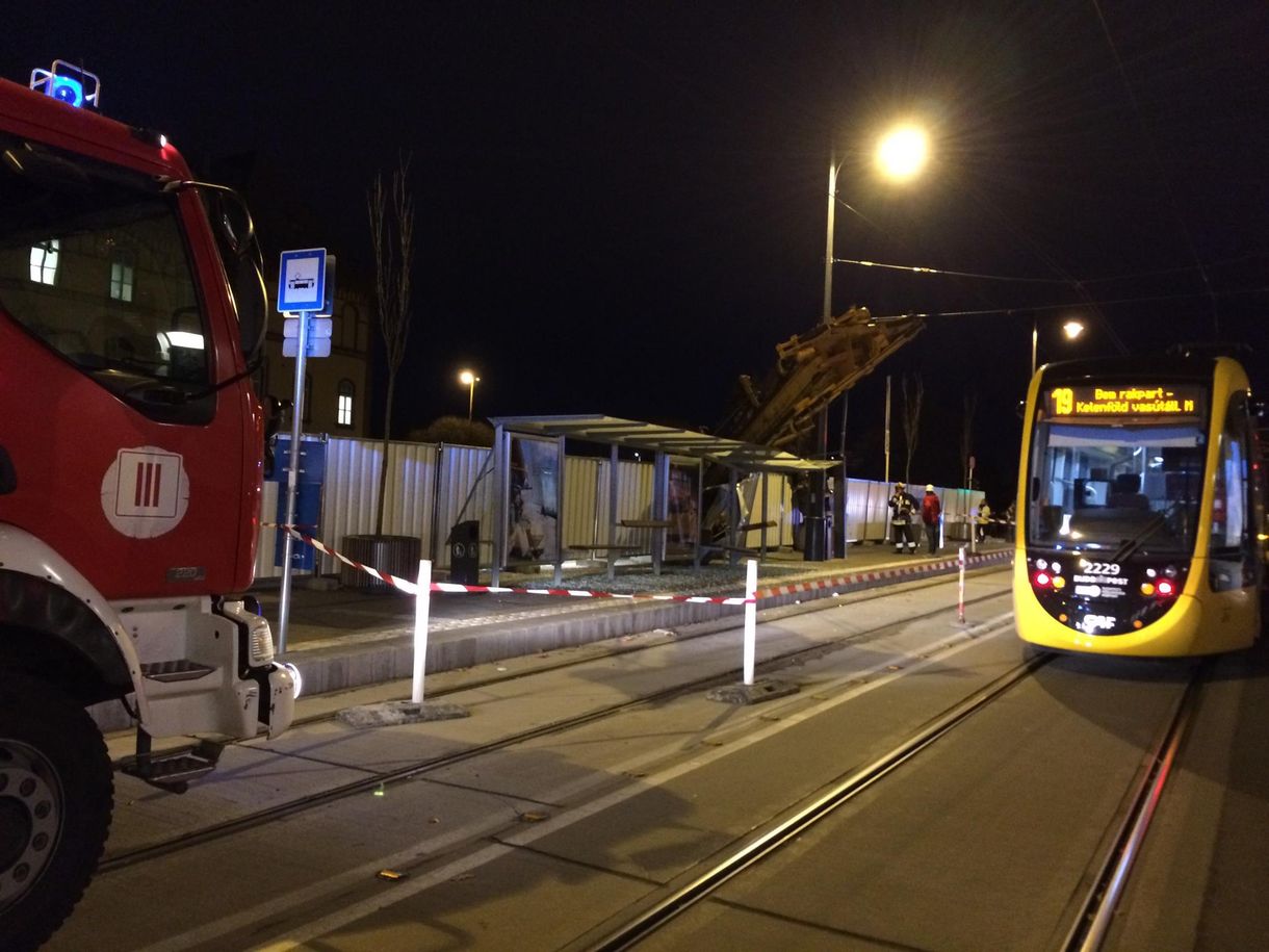 Daru dőlt egy budai villamosmegállóra – fotó