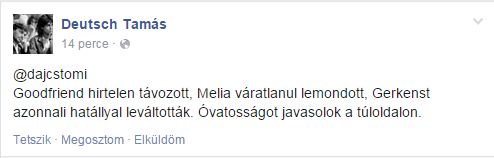 Deutsch Tamás fenyegetőzik, vagy mi