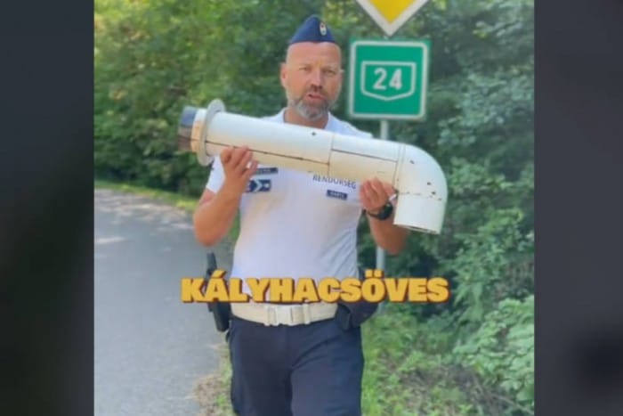 Egy kályhacső is előkerült a rendőrség motorosoknak szánt videójában