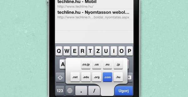 iOS tipp: domain nevek végződéseinek gyorsabb beírása iOS-en a mobil Safariban