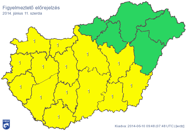 Térkép: Szerdán elérjük a 36 fokot, csak 5 megyére nem adtak ki riasztást