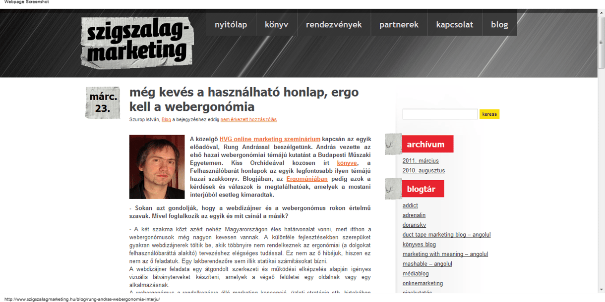 Felhasználóbarát honlapokat!