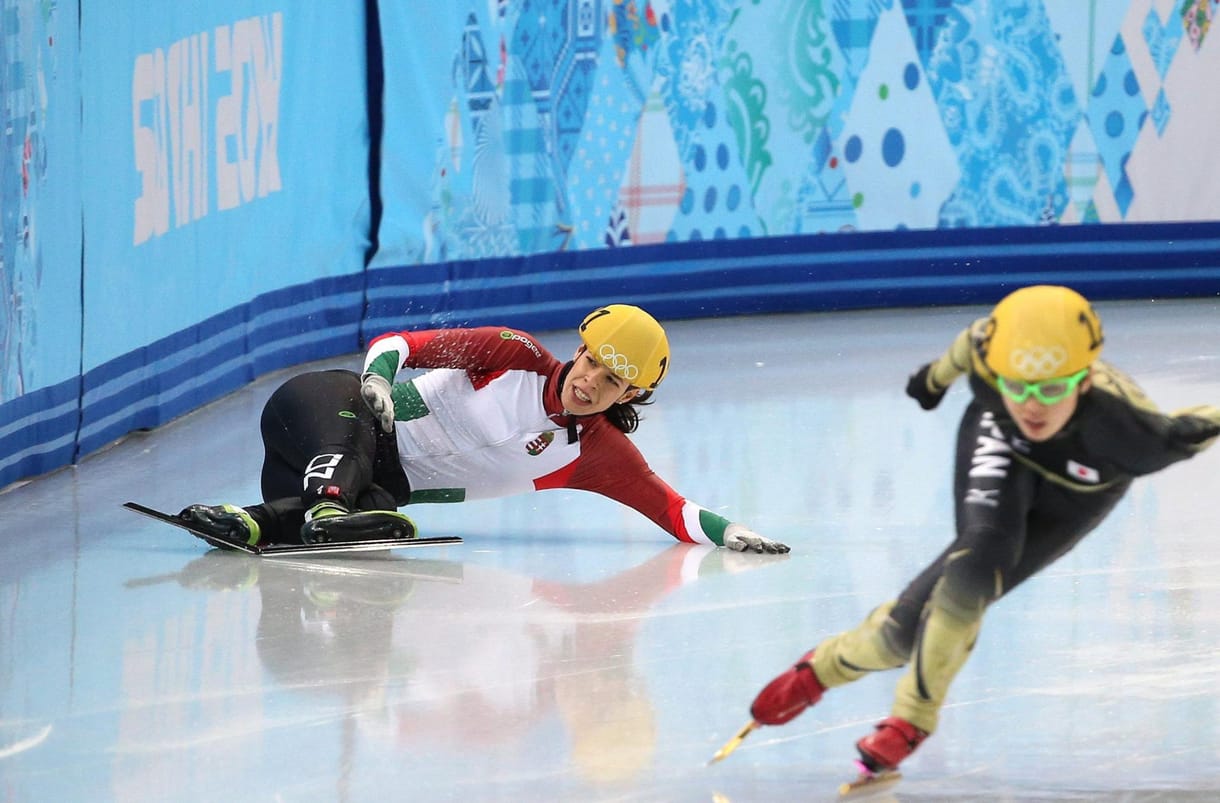 Fotó Szocsiból: a pillanat, amikor egy magyar olimpikon elbukik