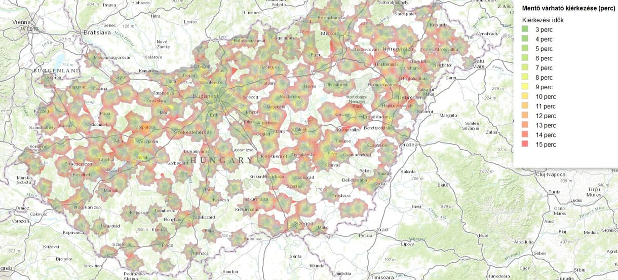 Nézze meg, mennyi idő alatt érne ki önhöz a mentő – térkép