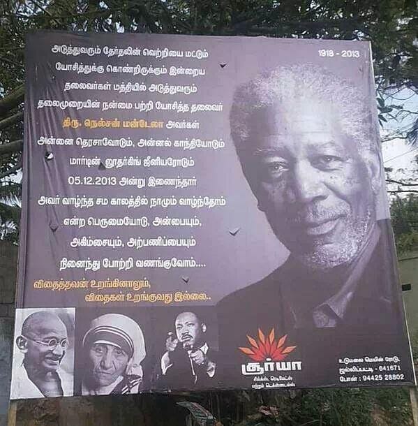 Fotó: Mandela helyett tényleg Morgan Freeman került egy indiai plakátra