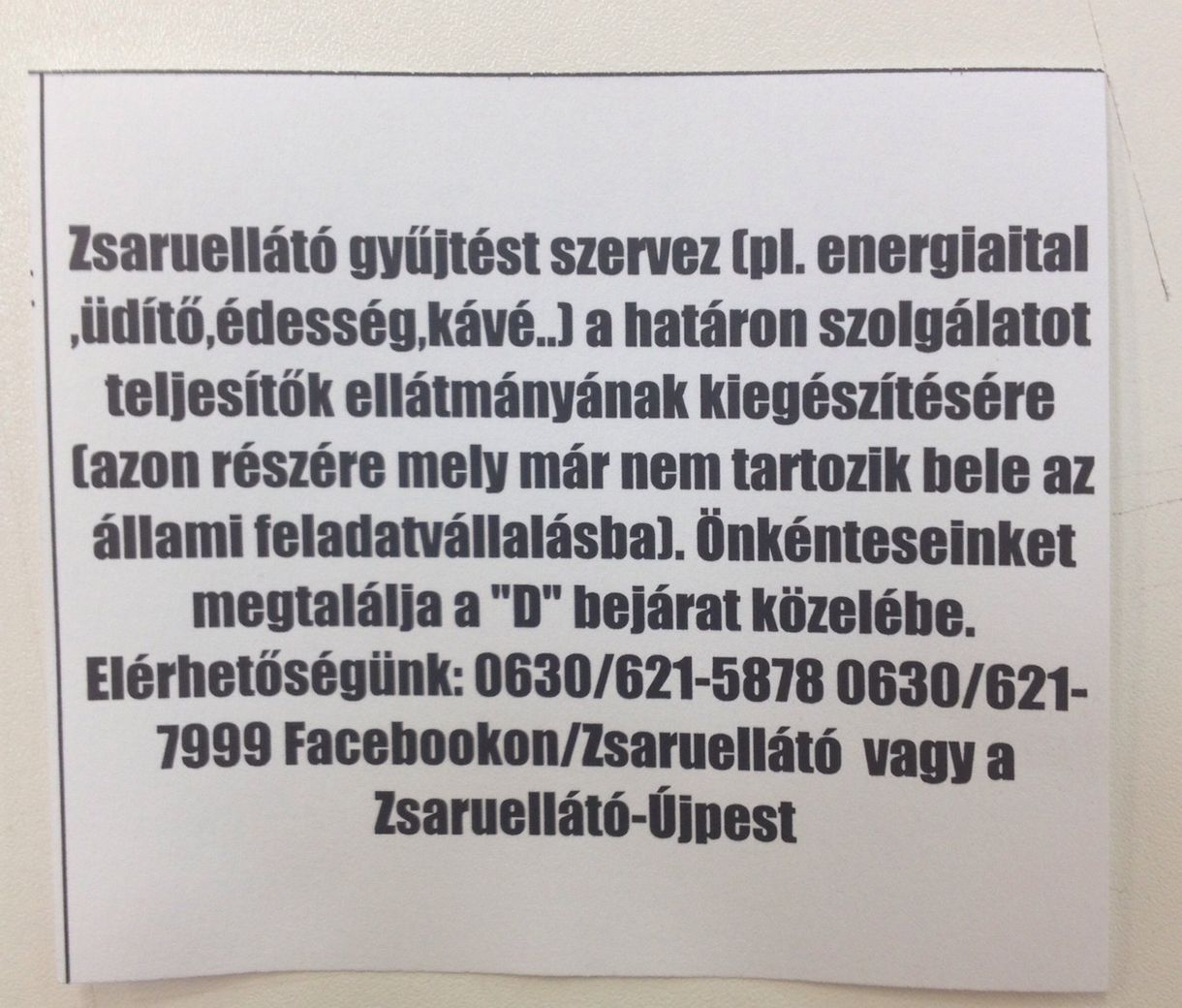 Zsaruellátó – kis helyesírási hibával