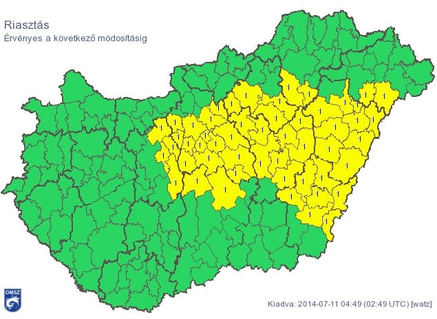 Riasztást adtak ki Budapestre is, felhőszakadások jönnek – térkép