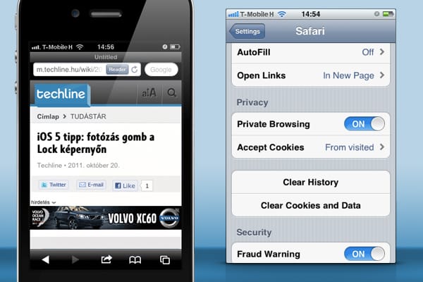 iOS 5 tipp: a privát böngészés engedélyezése