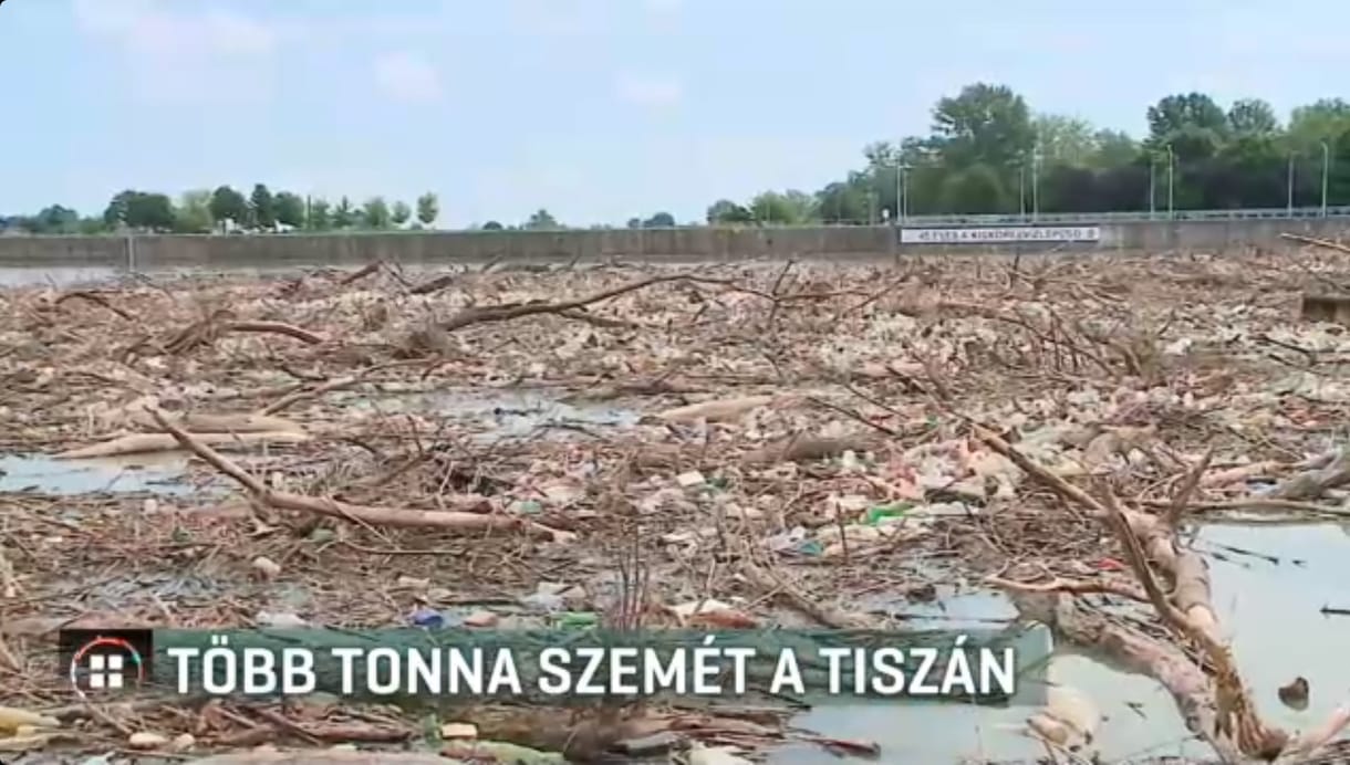 Szinte egybefüggő szemét borítja a Tiszát Kiskörénél