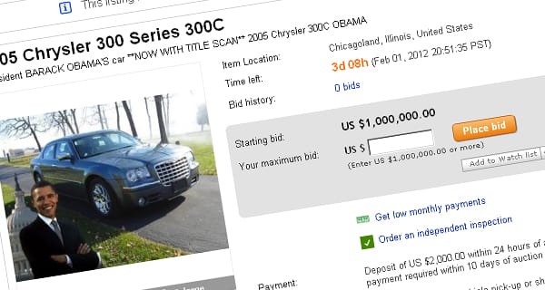 Lehet licitálni - Obama autója az eBay-en