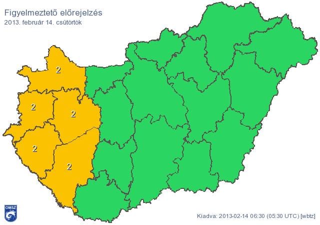Viharos szél, hófúvás: narancs riasztás öt megyében