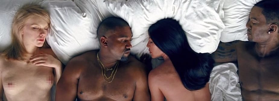 Kanye West új klipjében meztelenül alszik együtt Taylor Swift, Rihanna és Donald Trump