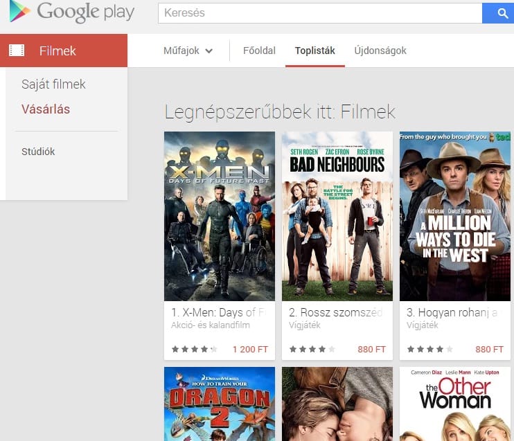 A Google online filmkölcsönzőt nyitott Magyarországon