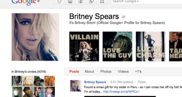 Google+ Britney Spears a legnépszerűbb