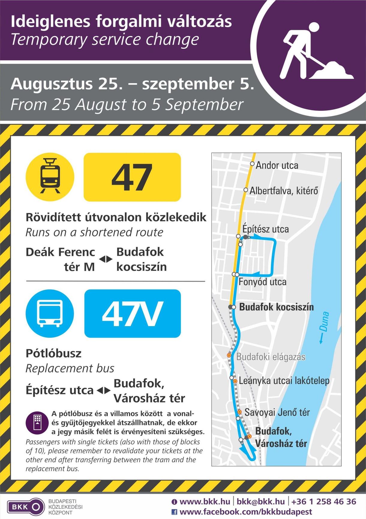 Buszokkal pótolják a 47-es villamost egy ideig Budafokon