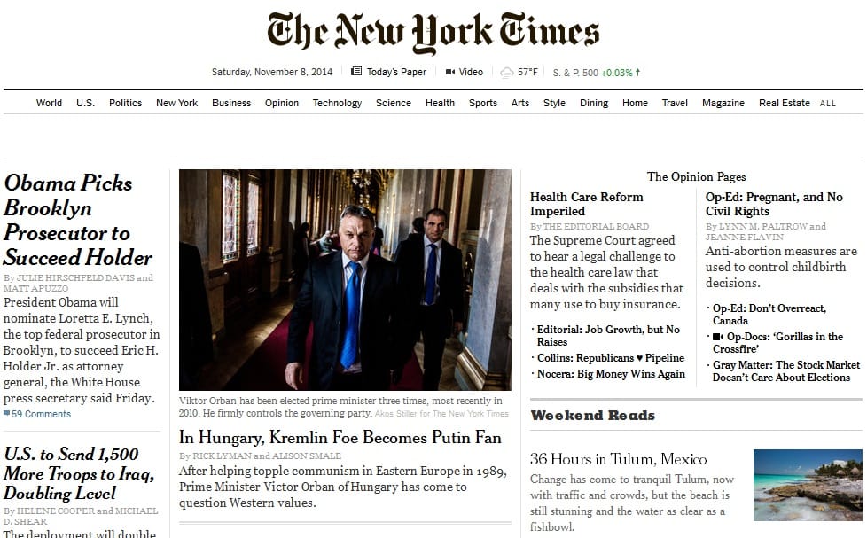 Címlapsztoriban ekézi Orbán Viktort a New York Times
