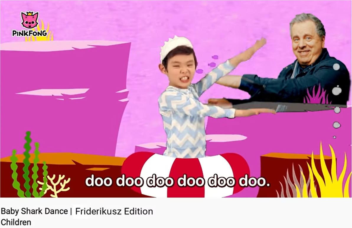 Hogy kerül Friderikusz Sándor a Baby Shark videójába?