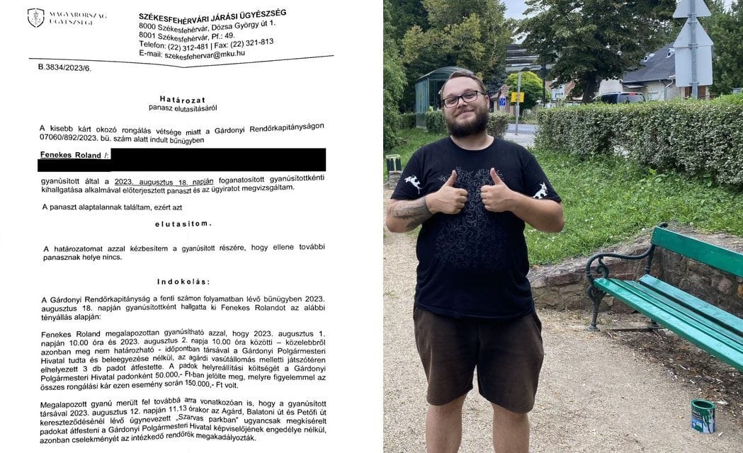 Állítólag 150 ezer forintért sikerült visszafestetnie Gárdonynak a kutyapártosok által felújított három darab padot