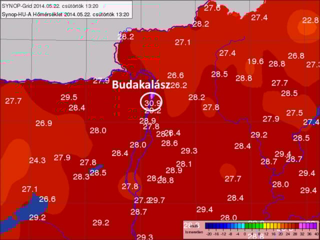 Ma volt 2014 eddigi legmelegebb napja - hőtérkép