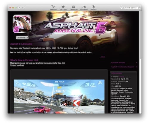 Asphalt 6 OS X-re, most csak 1 dollárért