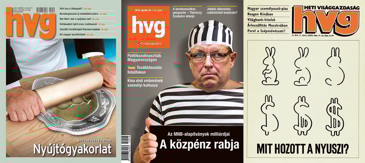 A valutaválságtól a lelassuló felzárkózásig – a hazai gazdaság bukdácsolása a 45 éves HVG címlapjain