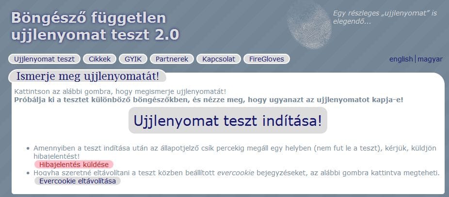 Digitális ujjlenyomat a neten