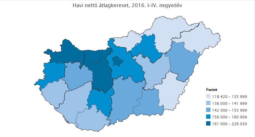 Térképek: kettészakadt az ország, ha a fizetéseket nézzük