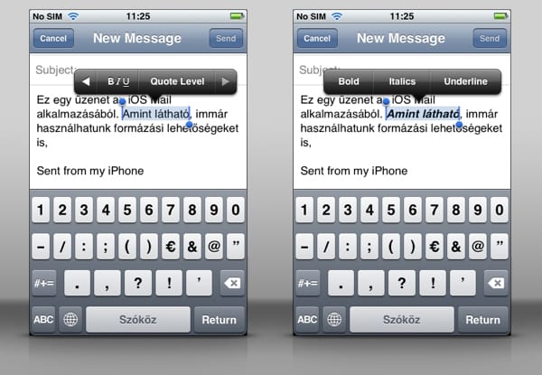 iOS 5: szövegformázás a levelezőben, jelölési lehetőségek, és emoji támogatás