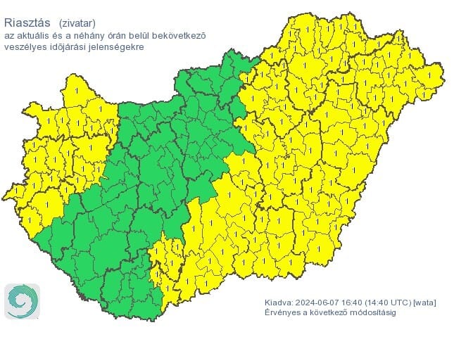 Riasztást adtak ki zivatar és felhőszakadás miatt