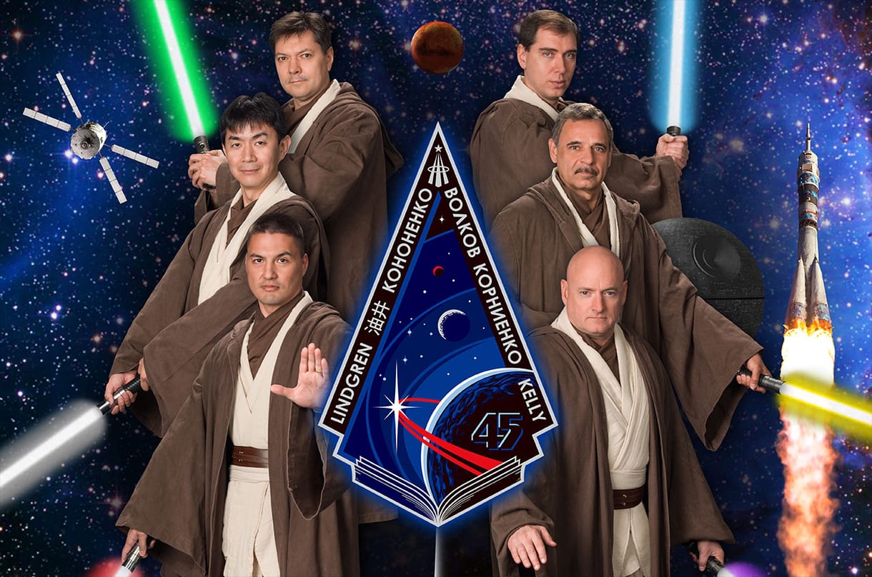 Star Wars-plakáton pózolnak a Nemzetközi Űrállomás következő űrhajósai – fotó
