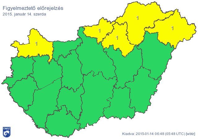 Térkép: visszakacsint a tél, figyelmeztetést adtak ki öt megyére