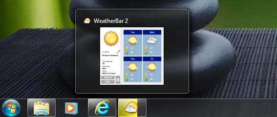 Különleges időjárás-előrejelzés a Windows Tálcán