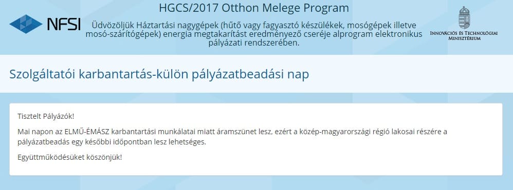 Leállt az Otthon Melege program weboldala, szerdára halasztják a pályázatbeadást