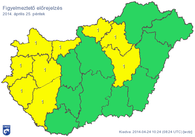 Térkép: Újabb felhőszakadás miatt adtak ki figyelmeztetést 9 megyére