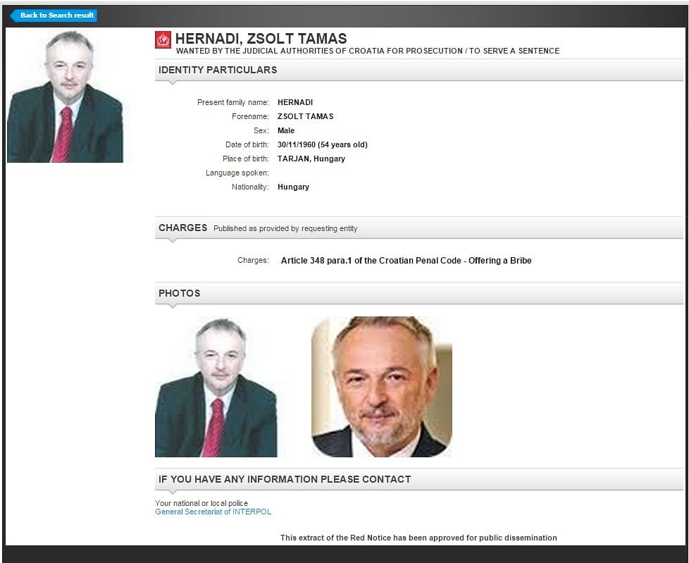 Hernádi Zsoltot már nem körözik a németek és az osztrákok