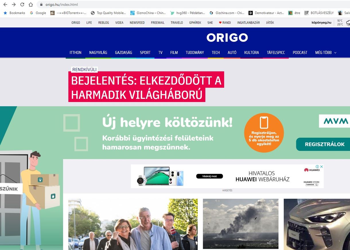 Az orosz állami tévében 9 napja bemondták, az Origo rendkívüli hírként kitette: “elkezdődött a harmadik világháború”