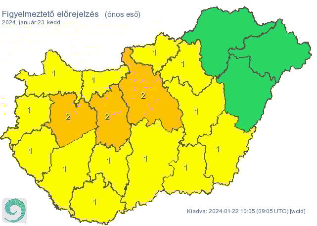 Ismét jön az ónos eső, narancssárga figyelmeztetést adtak ki