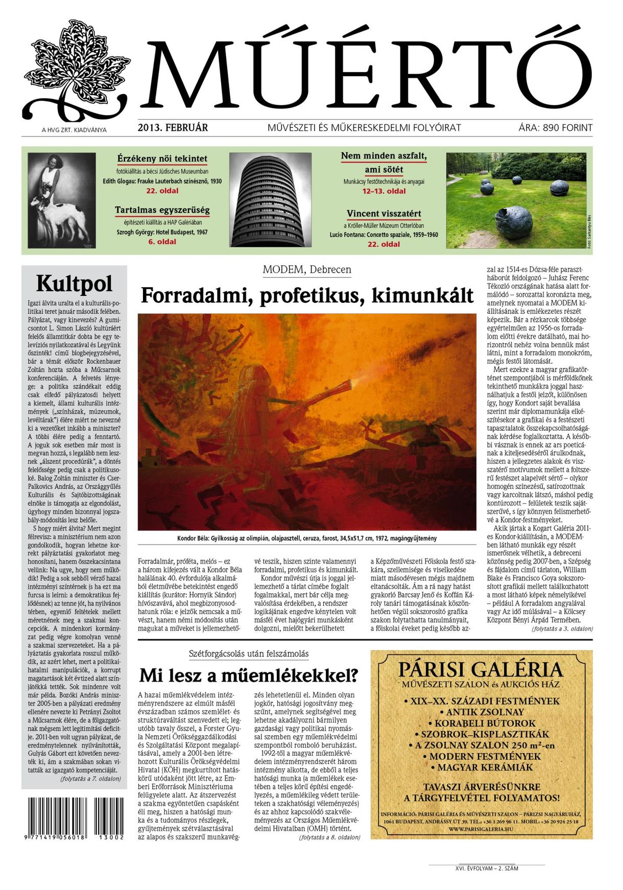 Megjelent a Műértő februári lapszáma