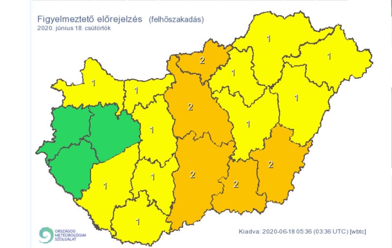 Az ország közepének ma is jócskán kijut esőből