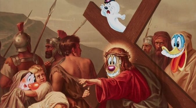 „Egyáltalán nem keresztényi hangnemben” követelték a keresztények a Goofy-arcú Jézus-kép eltávolítását