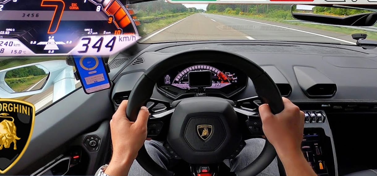 Jól szalad a frissített Lamborghini Huracan – 344 km/h az autópályán