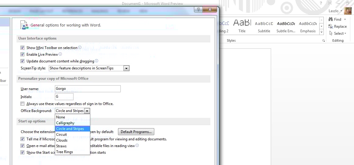 Így cserélhetjük le az Office 2013 alkalmazások hátterét