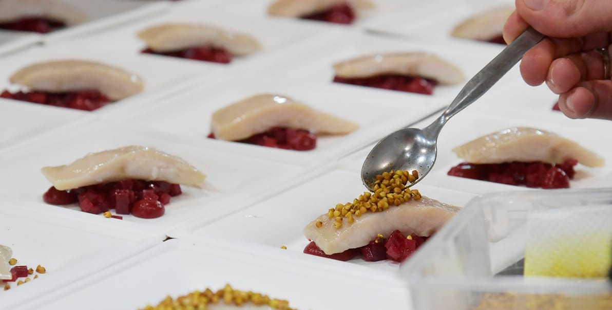 Rénszarvas-fartő, akvavit és fésűkagyló a Bocuse d'Or idei menüjében