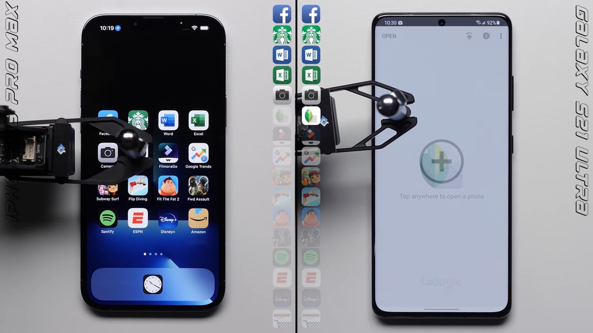 Videó: egymásnak feszült az iPhone 13 Pro Max és a Samsung Galaxy S21 Ultra