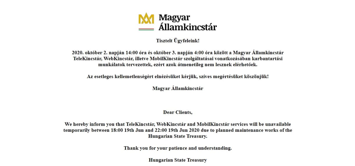Valami nem stimmel az államkincstár egyik szolgáltatásánál