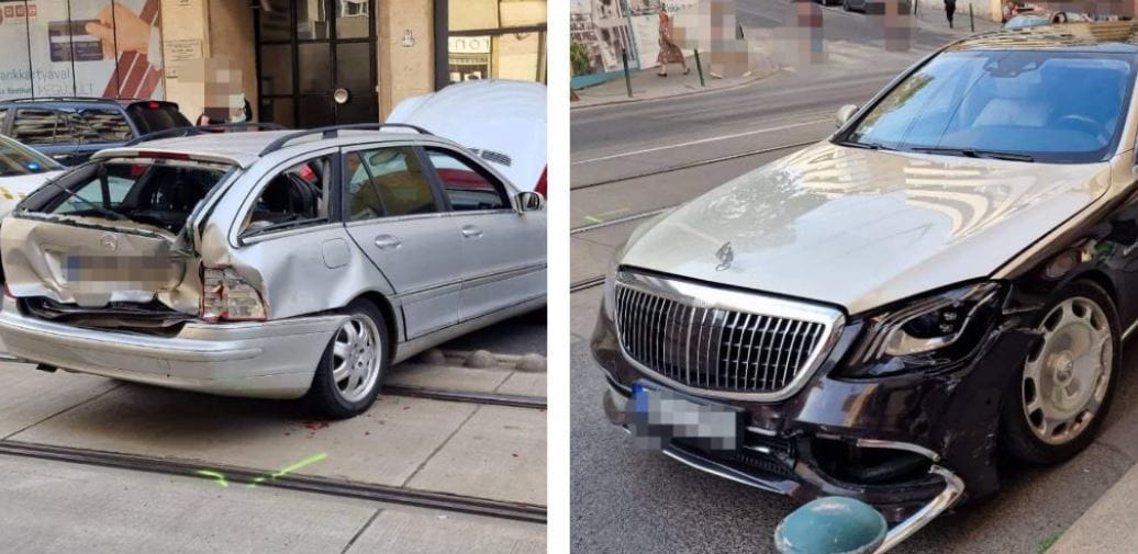 Egy Maybach is összetört, amikor a Combino villamos elé fordult egy szabálytalankodó autós